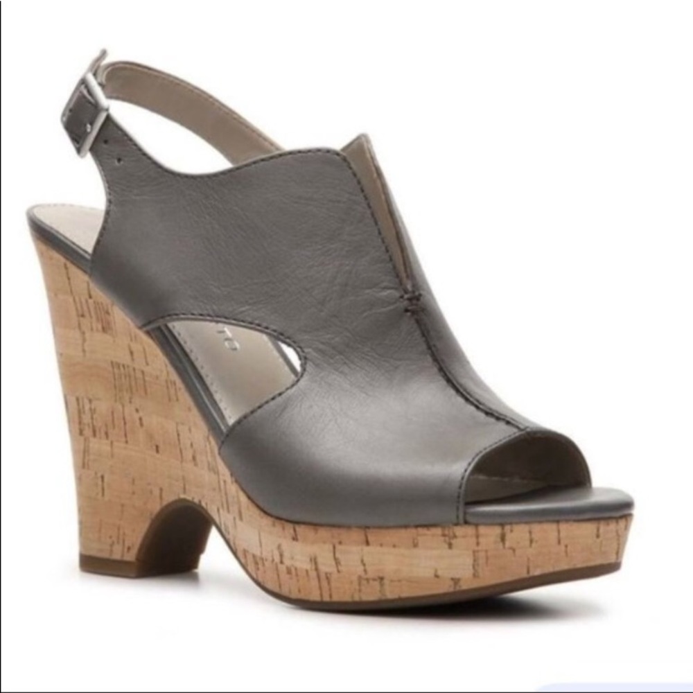 Franco Sarto Gallard gray cork platform sandals